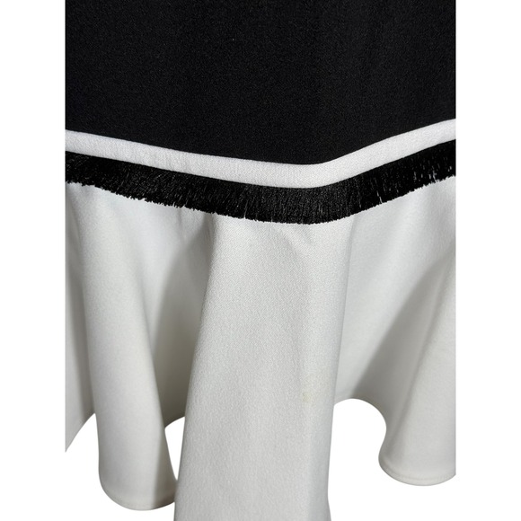 Calvin Klein Dress‎ Size 12 Black Dress & White Ruffle Hem A Line Party Cocktail - Picture 4 of 10